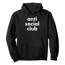 Anti Social Club Funny Pullover Hoodie Pullover HoodieBlack Printed Hoodies For Men-Ideal As Thoughtful Men Gifts. Classic Black Tone Fits All Body Types, With Durable Print That Resists Fading. - 黑色 - 查看 1