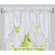 GOHD Valarie Fancy Window Valance 54 X 18 Taffeta Fabric With Soft Satin Swag Add Some Royal Luxruy Accent To Your Home (Coffee) - ColorJ - 查看 1
