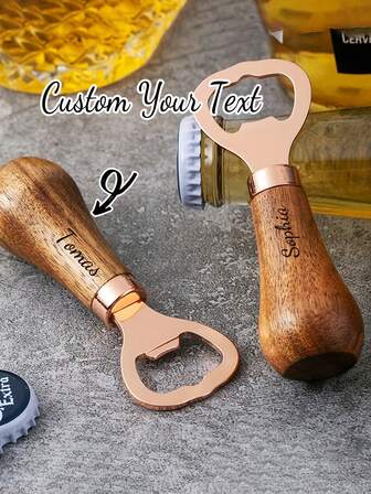 Anpassad elegant ölflasköppnare i rosenträ, personlig lasergraverad flasköppnare med trähandtag, anpassad flasköppnare, personlig ölflasköppnare, guldfärgad spak i rostfritt stål, hållbar, kreativ vertikal spiralflasköppnare, oumbärlig för hemmet, baren, campingen, festen, lätt att öppna, bärbar och hållbar, anpassningsbar, personlig