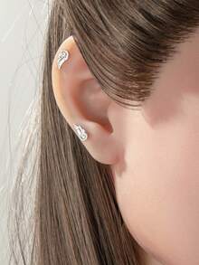 1pc Skin-Friendly Hypoallergenic Titanium Steel Angel Wing Design Unisex Screw Ear Bone Piercing Earring - Angel Wing Ear Bone Nail - View 4