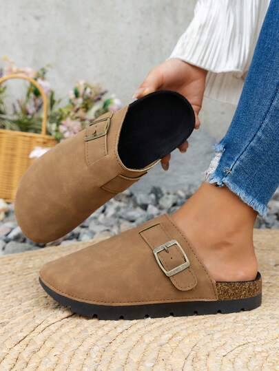 Women's Flat Casual Slip-On Loafers, Non-Slip Wear-Resistant Breathable Round Toe Mules, Suitable For Indoor/Outdoor Wear, Students And Office Workers, Spring And Autumn