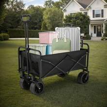 INBRAVE 220 Lbs/ 450 Lbs Heavy Duty/ 680 Lbs Practical Fully Foldable Cart, Large Capacity Camper Suitable For Yard Shopping/ Sports/ Outdoor/ Gardening Equipment Transport, Black Multi-Purpose Tool Cart, Outdoor Utility Cart, Foldable Design, Heavyduty Cart - màu đen - Xem 3