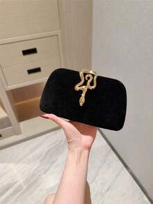 1pc Glitter Metallic Snakeskin Clutch Bag, Luxury Shiny Retro Gold Tone Mini Evening Purse, Fashionable, Charming, Exquisite, Elegant Women's Handbag, Suitable For Weddings, Themed Formal Parties, Galas, Birthday Parties, Comes With Chain - màu đen - Xem 11