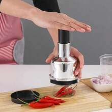 Food Chopper, Handheld Veggie Chopper For Vegetable, Onion, Garlic, Nut, Hand Vegetable Cutter, Easy To Clean Manual Hand Vegetable Chopper Dicer, Stainless Steel Blade - Silver - View 3