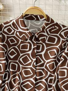 女士全身印花前扣短款后长款度假家居阿拉伯风格上衣 - 彩色 - 查看 3