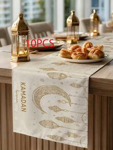1 Caminho de Mesa com Estampa de Lua Crescente para o Ramadã, Decoração Islâmica para Casa, 4 Jogos Americanos, 1 Capa de Almofada, 3 Produtos Disponíveis, Decoração para Casa, Artigos para Festas Internas e Externas, Decoração de Ambientes. Ideal para Decoração de Cozinha e Eventos durante o Ramadã. - Multicolorido - Ver 17