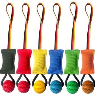 Durable Chew Training Pillow With Rope & Rubber Ball Toy For Dog Interaction And Tug Of War, Suitable For Medium To Large Dogs, Easy To Clean, Helps Relieve Dog Stress, Interactive Dog Toy