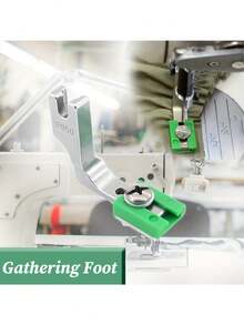 P950工业缝纫机，配备可调节褶皱压脚 - 重型涂层钢压脚，符合人体工程学的手柄，兼容锁式缝纫和褶皱缝纫，绿色布料收集附件，用于精密缝纫，结构坚固耐用 - 彩色 - 查看 7