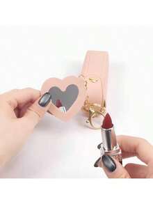 1/2 件装迷你口红盒带镜子，便携式 PU 皮革钥匙扣口红收纳包 - 粉色化妆包化妆品收纳盒口红袋，感恩节礼物，送给女孩、女士、妈妈的礼物，口红袋，女士礼物，女孩礼物，女朋友礼物，女士礼物，圣诞礼物，创意女士礼物，包包装饰，收纳袋，化妆包，旅行必备 - 彩色 - 查看 4