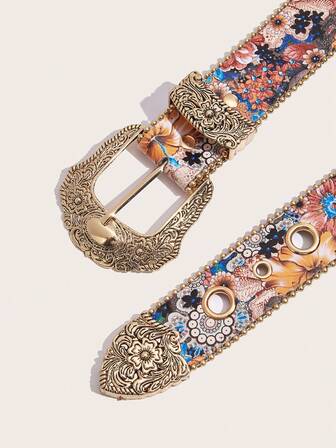 A Bohemian Vintage Distressed Bronze Carved-Edge Belt Adorned With Beads And Intricate Craftsmanship, Suitable For Long Skirts, Dresses, Flared Jeans, Everyday Wear, Fashion Styles, Outdoor Activities, Vacations, Sports And Leisure, Travel, Autumn, Fall Outfits, Halloween/Fall-Winter Accessories, And Christmas.