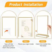 Smarpau Gold Acrylic Sign Holder 5x7 Double-Sided Display Stand Clear Picture Frames/Flyer Holder/Menu Holder/Table Number For Wedding Home Offices 16Pcs - Vàng - Xem 5