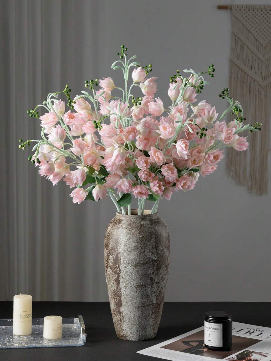MEHELANY 1 Bông hoa chuông xanh màu hồng nhạt nhân tạo, cao 90cm (2,95ft), làm bằng lụa, cây giả ngoài trời, hoa nhựa, hoa linh lan nhân tạo, thích hợp trang trí nhà cửa, văn phòng, để bàn, bình hoa cao, trang trí nhà cửa, đám cưới, sân vườn. - Màu Hồng baby - Xem 1