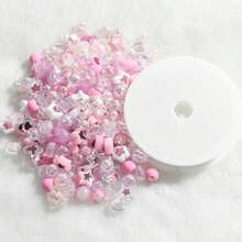 2 cái/bộ 6-10mm Hỗn Hợp Hạt Acrylic Màu Hồng & 1 Cuộn Dây Đàn Hồi Cho Vòng Tay & Vòng Cổ Làm (200 chiếc) - Hồng - Xem 5
