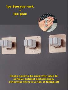 1pc Hole-Free Wall Mounted Mop Holder, Mop Hook, Cleaning Tool Organizer Clip, Mop & Broom Wall Mount Hanger, Multi-Function Mop Rack, Suitable For Bathroom, Kitchen, Garden Cleaning Supplies And Home Storage Organization, Bathroom Organizer, Kitchen Organizer, Bathroom Hook - Multicolor - View 15