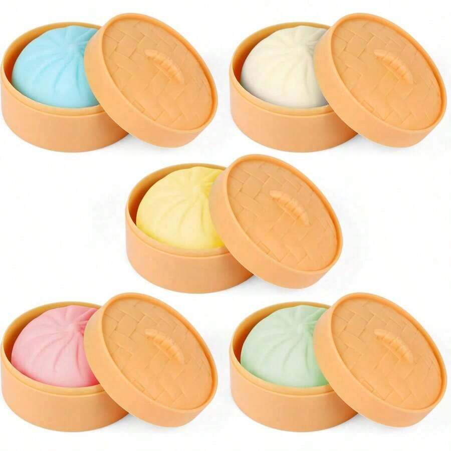 1pc Colorful Dumpling Stress Balls Fidget Sensory Toy,Squeeze Dough Ball Stress Relief Hand Toy,Bun With Food Steamer Stretchy Desk Toys - Nhiều màu - Xem 1