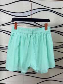 Linen Shirt And Shorts Set (2 Pieces) - Mint Green - View 8