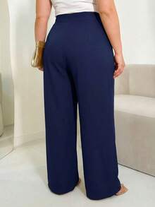 MODA MO, REF: 3286 (PLUS SIZE) - Women's Tailored Pants, Wide Leg Pants, High Waist, Black Pants, Wide Leg, Flare, Bell Bottom, Pants With Side Pockets, Pants With Belt, Skinny Pants, Crepe Knit Pants, Twill Pants, Jeans With Elastane, Wide Leg Pants, Dress Pants, Casual Pants, Pants With Lycra, Women's Clothing - 藏蓝色 - 查看 2