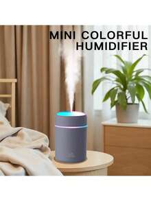 300毫升迷你加湿器，USB精油香薰机，带彩色氛围灯，缺水自动断电，适用于卧室、客厅、办公室、汽车等场所。 - 彩色 - 查看 19
