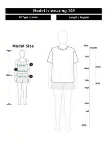 1 Piece Dark Green Leopard Heart Teen T-Shirt For Girls, Slogan Top, Spring & Summer School Daily Wear - Dark Green - View 7