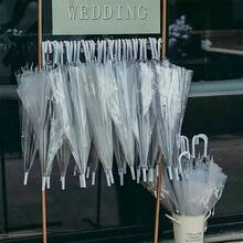 2pcs Boxed Long Handle 8‑Bone Double Thick PVC Transparent Umbrella Straight Pole, Last‑Minute Wedding Supplies, Suitable For Outdoor Events And Daily Rain, Great For Rainy Weddings And Photo Props - Multicolor - View 11
