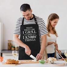 Funny Grilling Aprons For Men - BBQ CooFKing Apron With 2 Pockets, Adjustable Neck Strap And 40\ Long Ties - That's What I Do I Grill And I Know Things,Black31 - Black31 - 查看 7