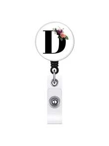 1pc Retractable ID Badge Reel With Clip, Rotary Clasp Fit For A-Z ID Cards, White Glass Keychain, Suitable For Nurses, Doctors, Office Supplies, Back To School Identification, Meaningful Gift For Halloween, Christmas, Valentine's Day, New Year For Friends, Colleagues, Teachers, Elders
