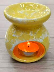 1个黄色裂纹釉双星一月陶瓷工艺香炉，圣诞节、新年、情人节礼物 - 黃色 - 查看 7