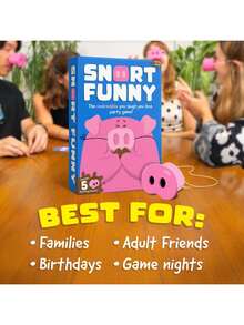 5-Piece Snorting Snouts & Card Set: Snort Funny – The Oinkcredible You Laugh You Lose Party Game, Perfect Christmas Girl Gift For Lively Girl Gathering Activities - 5個豬鼻子+卡片 - 查看 3