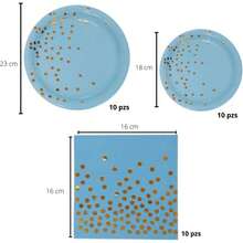 Disposable Kitchenware - Gold Blue Dots - View 2