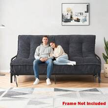 8" Futon Mattress Full Size, Futons Sofa Bed Sleeper Couch Bed, Roll Up Mattress With Shredded Foam & 2 Straps For Storage, Futon Floor Mattress For Living Room, Corduroy (Frame Not Included) - 灰色 - 查看 1
