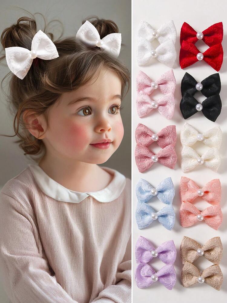 10個セット カラフルな花柄エンボス加工リボンヘアクリップ