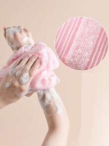 Serviette de bain exfoliante japonaise - Éponge de massage exfoliante double face, facile à mousser, éponge de bain unisexe, fibre ultra-fine rayée super douce, design carré, convient pour la douche, pour les hommes et les femmes, article de soin de salle de bain essentiel au quotidien, style moderne, tissu durable, peut également être utilisé comme serviette de toilette - Multicolore - Voir 5