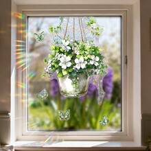 1/2片装 春季花盆窗贴 蝴蝶静电贴纸 彩虹棱镜效果 防晒防紫外线 家居办公玻璃表面装饰 DIY艺术工艺用品 - 彩色 - 查看 6