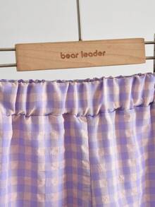 2件套女童时尚花卉格纹背心和裤子套装，夏季 - 淡紫色 - 查看 6