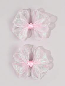 2pcs Multicolor Mesh Hair Bows For Baby Girls Elegant Mesh Alligator Clips Sparkly Tulle Hair Clips Sweet Casual Hair Barrettes Girls Gifts Hairpins Baby Hair Accessories - Multicolor - View 2