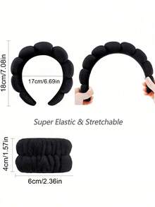 Zestaw 3 opasek do spa, w tym opaska do makijażu, opaska do oczyszczania, opaska do pielęgnacji skóry, opaska z różowym aksamitnym łabędziem, gumka do włosów, opaska z bąbelkami, opaska do spa, rękawiczki, zestaw akcesoriów do włosów dla kobiet i dziewcząt, artykuły łazienkowe, zestaw do oczyszczania łazienki - Wielokolorowe - Zobacz 9