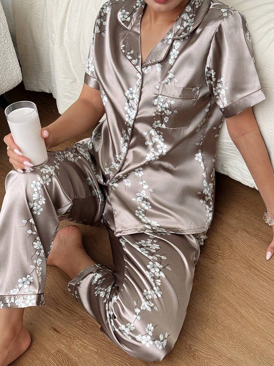 Dreamivo 情人节爱心印花短袖长裤女士睡衣套装 - 淺灰色 - 查看 1