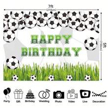 2D Flat Football Theme Birthday Party Backdrop - Polyester Banner, Suitable For Cake Table Decoration, No Power Needed, Perfect For Soccer Fans Celebrations And Photo Booth Props - 1PCS - View 4
