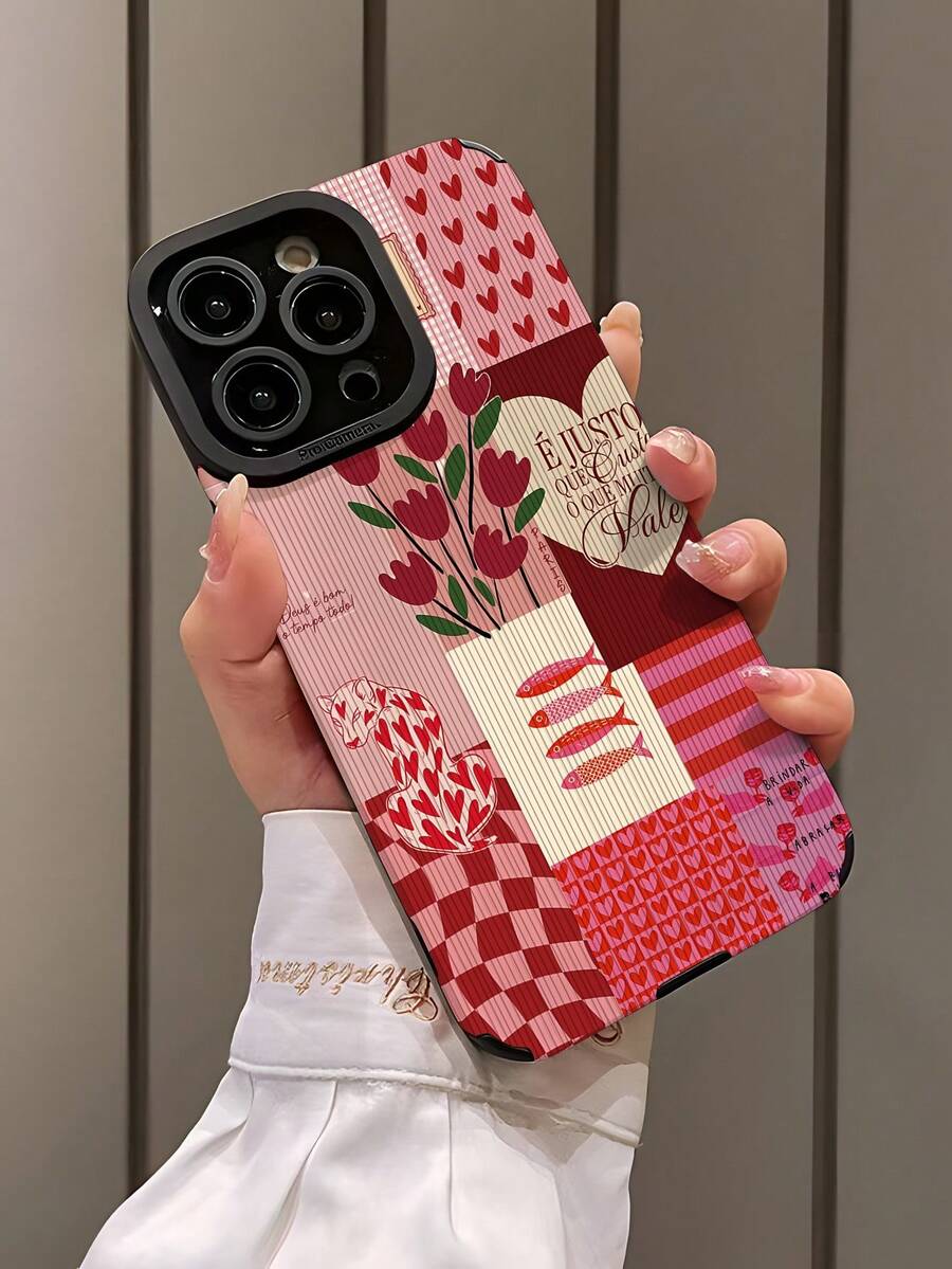 Minimalist Personalized Leather Fashion Plaid Floral Leopard Pattern 1pc Vertical Faux Leather Soft Protective Phone Case Suitable For Gifting To Friends And Couples Compatible With Apple And Galaxy 17/17AIR/17PRO/17PROMAX Anniversary Gift - Multicolor - View 1