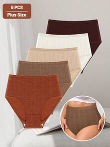 MIOTAN 5入組女士大尺碼低腰三角褲，提花設計，性感舒適
