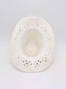 1 chiếc mũ Panama bằng rơm rỗng, màu trơn kiểu Bohemian, có đính hạt, kiểu dáng thường ngày, bảo vệ và trang trí khỏi ánh nắng mặt trời, thời trang đa năng, phù hợp cho các hoạt động ngoài trời, mọi mùa. - MZ3056+ML56 - Xem 8