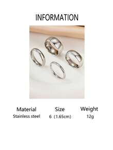 4pcs/Set Minimalist Versatile 18K Gold Plated Stainless Steel Rings, Featuring Varying Thickness Spherical Bands, Suitable For Both Men And Women, The Same Couple Rings Are More Suitable For Women's Daily Wear - 4 Pieces Of Inner and Outer Ball Rings - View 25