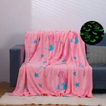 40英寸 x 60英寸儿童卡通美人鱼夜光毯，幼儿毯，真空压缩包装，男童毯，美人鱼主题礼物，足球主题礼物，柔软羊毛毯，生日礼物 - 彩色 - 查看 9