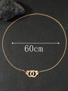 1pc Eternal Love Handcuff Pendant Necklace, Stainless Steel Unisex