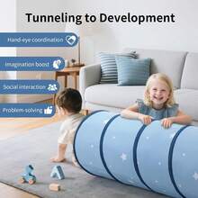 SweHouse Baby Crawl Tunnel For Toddlers 1-3, Kids Play Tunnel For Indoor Outdoor Games, Children's Activity Obstacle Course, Developmental Toy Gift For Boys Girls, Pet Training Tunnel - Blue - View 4