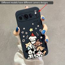 クリスマス子犬の柄の Pixel 9 9Pro Xl 8 8A 8Pro 7 7A 7Pro 6 6A 6Pro電話でケース ブラックフロスト耐衝撃性落下防止保護カバーシェル - ブラック - チェックする 2