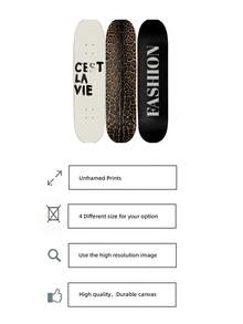 1pc Frameless Fashion Skateboard Wall Decor, Leopard Print, "C'est La Vie" Text, Modern Street Style Poster, Elegant Wall Decoration, Suitable For Living Room, Bedroom, Dorm, Apartment, Party, Gift, Back To School Season - Multicolor - View 5