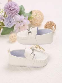 0-1 Year Old Infant PU Slip-On Soft Bottom Casual Flat Shoes, Spring/Autumn - White - View 2