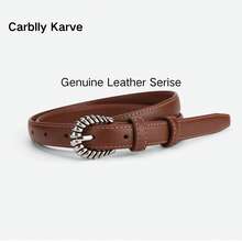 CARBLLY KARVE 1条女士休闲纯色PU皮腰带，秋冬季时尚配饰 - 咖啡 - 查看 2