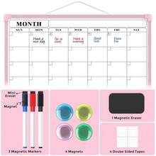 MaxGear Monthly Calendar Dry Erase Board For Wall, 16\X12\ Small Hanging Double-Sided White Board, Portable Whiteboard For Planning, Drawing, Memo, To Do List, Schoolsss, Home, Office, Pink Frame,Pink - 粉紅色的 - 查看 6